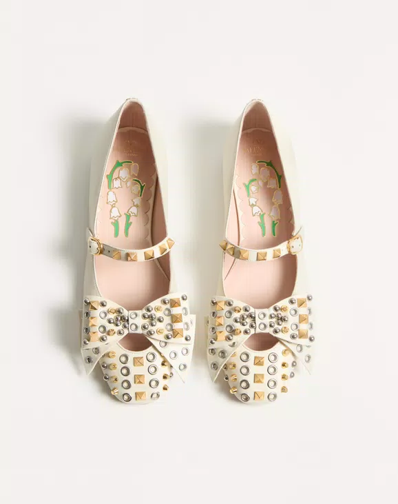 Valentino Mary-Jane Bowow Ballerina In Kidskin With Studs - Image 5